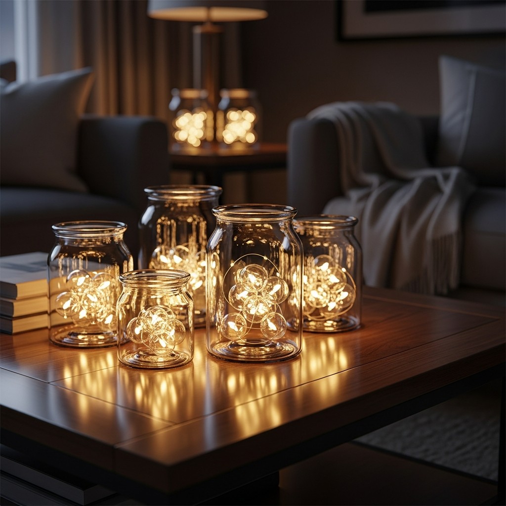 유리병 조명 장식 분위기