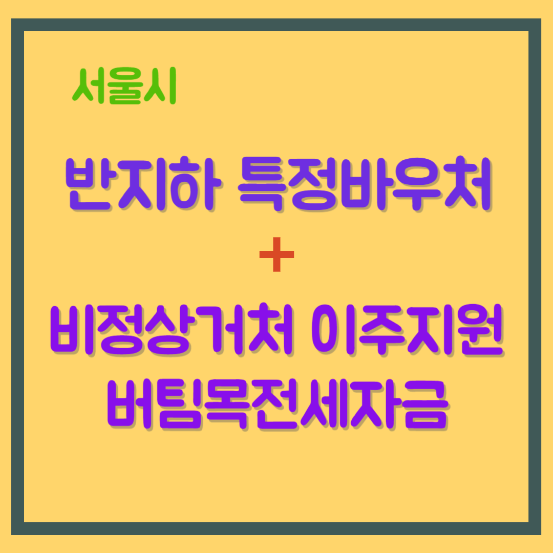서울시 반지하 특정바우처 비정상거처 이주지원 버팀목전세자금