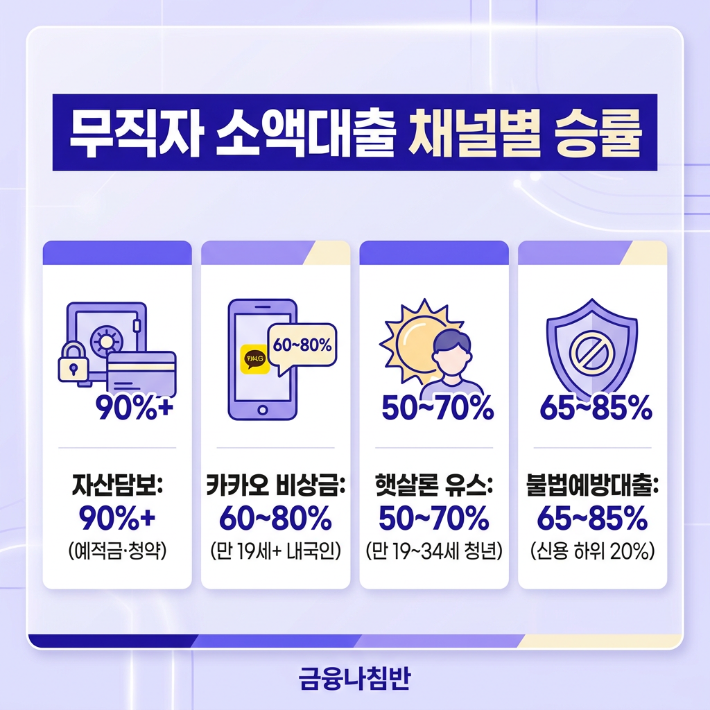 무직자 채널별 승률 진단표