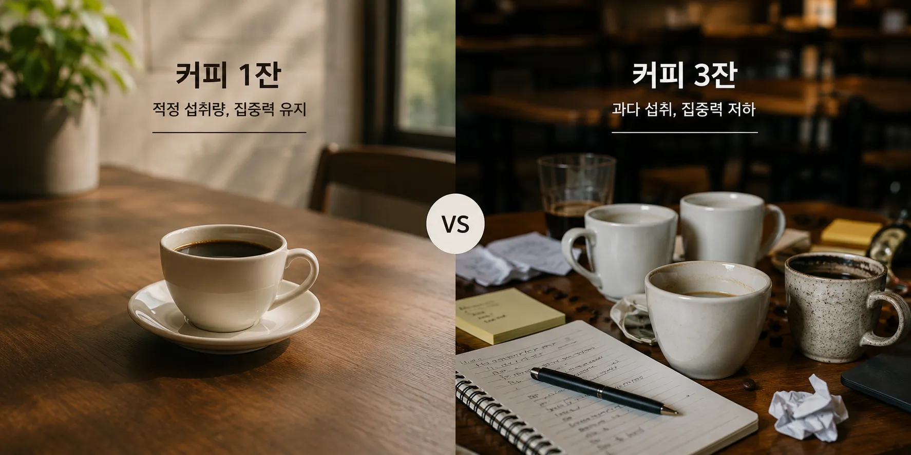 커피 1잔과 3잔의 집중력 차이