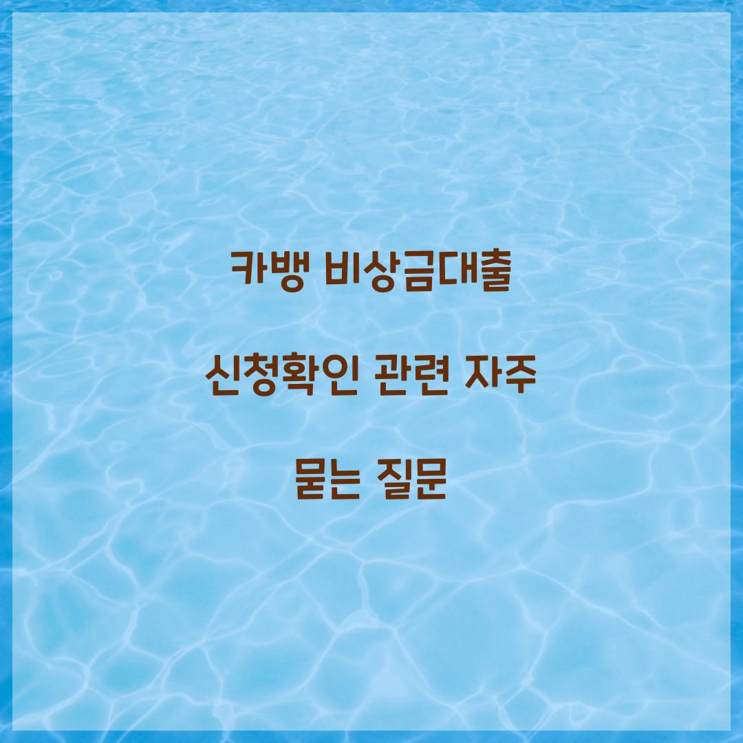 카뱅 비상금대출 신청확인 관련 자주 묻는 질문