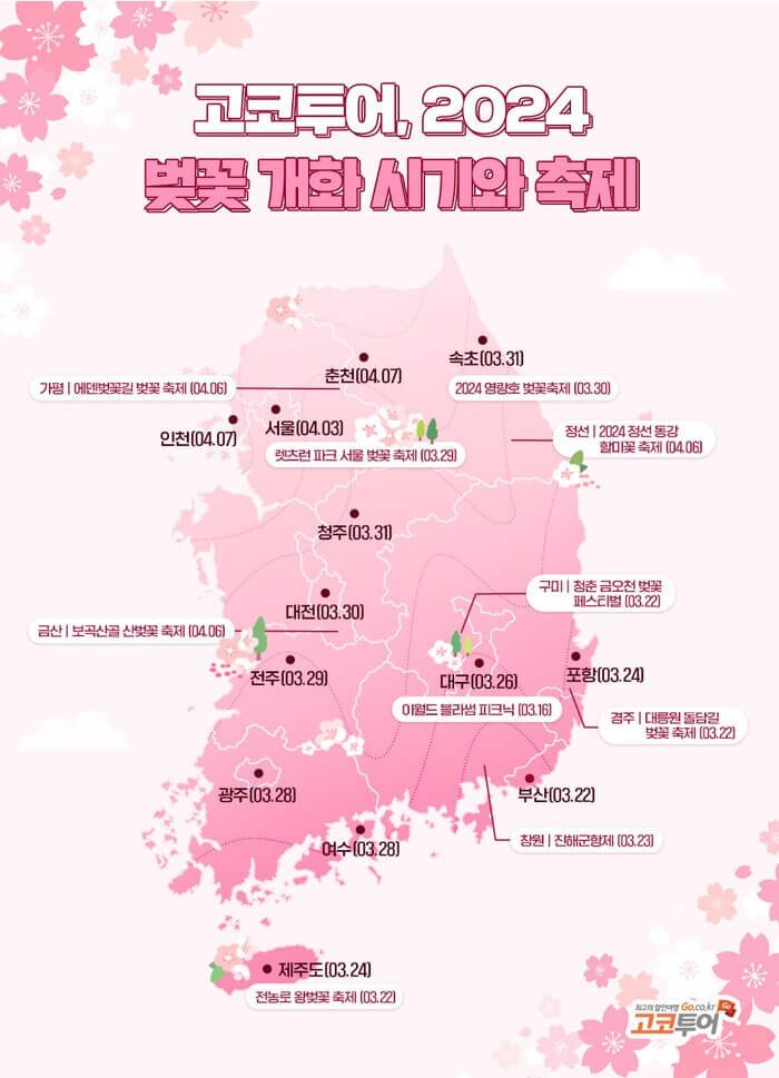 고고투어-벚꽃-개화시기와-축제-지도