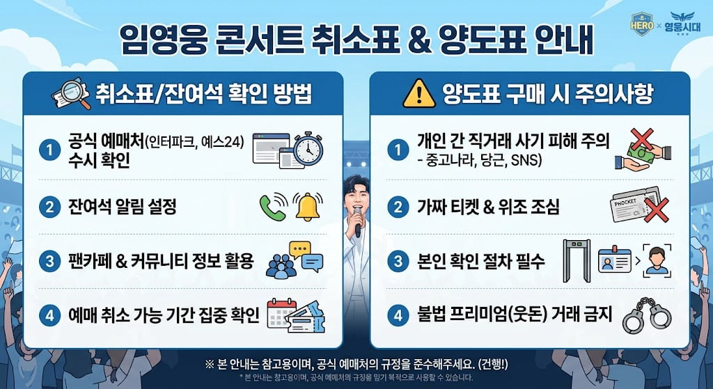 임영웅 콘서트 취소표 잔여석 확인 방법과 양도표 주의사항 안내 이미지