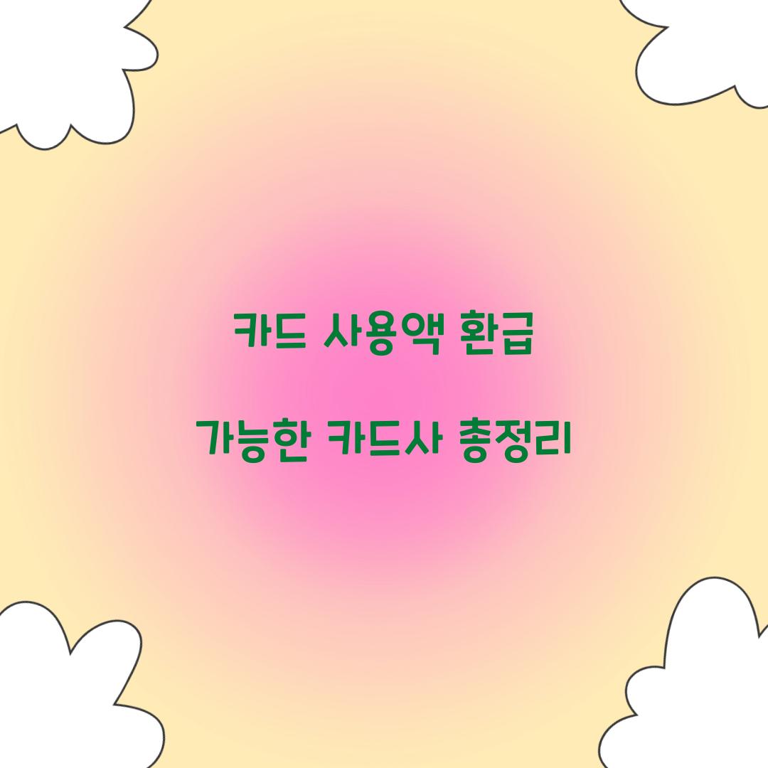카드 사용액 환급 가능한 카드사 총정리