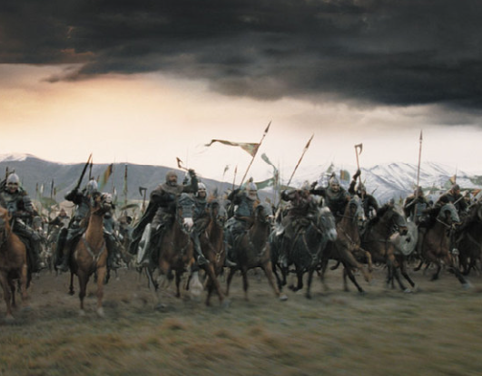 영화속에서 말을 타고 전투 하는 장면