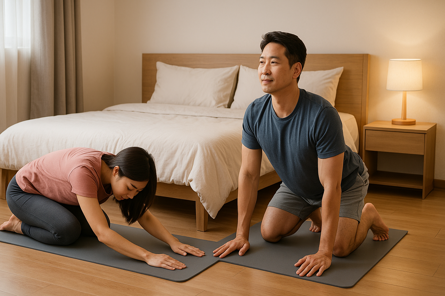 침실에서의 스트레칭