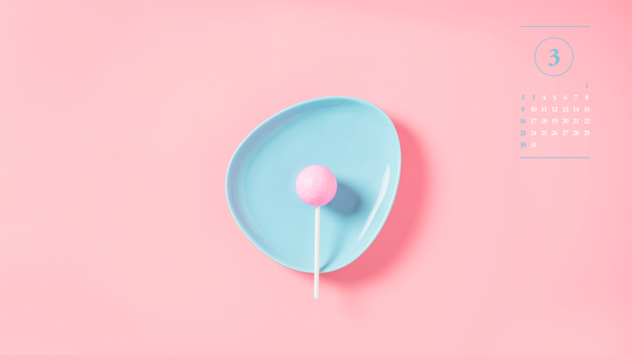 10 분홍 막대사탕 A - 2025년3월 노트북배경화면