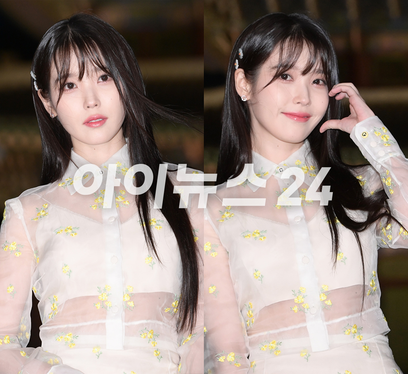&#39;눈부신 미모의 기부천사&#39;&lt;/b&gt; 가수 겸 배우 아이유가 16일 오후 서울 경복궁에서 진행된 구찌(Gucci) 2024 크루즈 패션쇼에 참석하고 있다. [사진=정소희 기자]