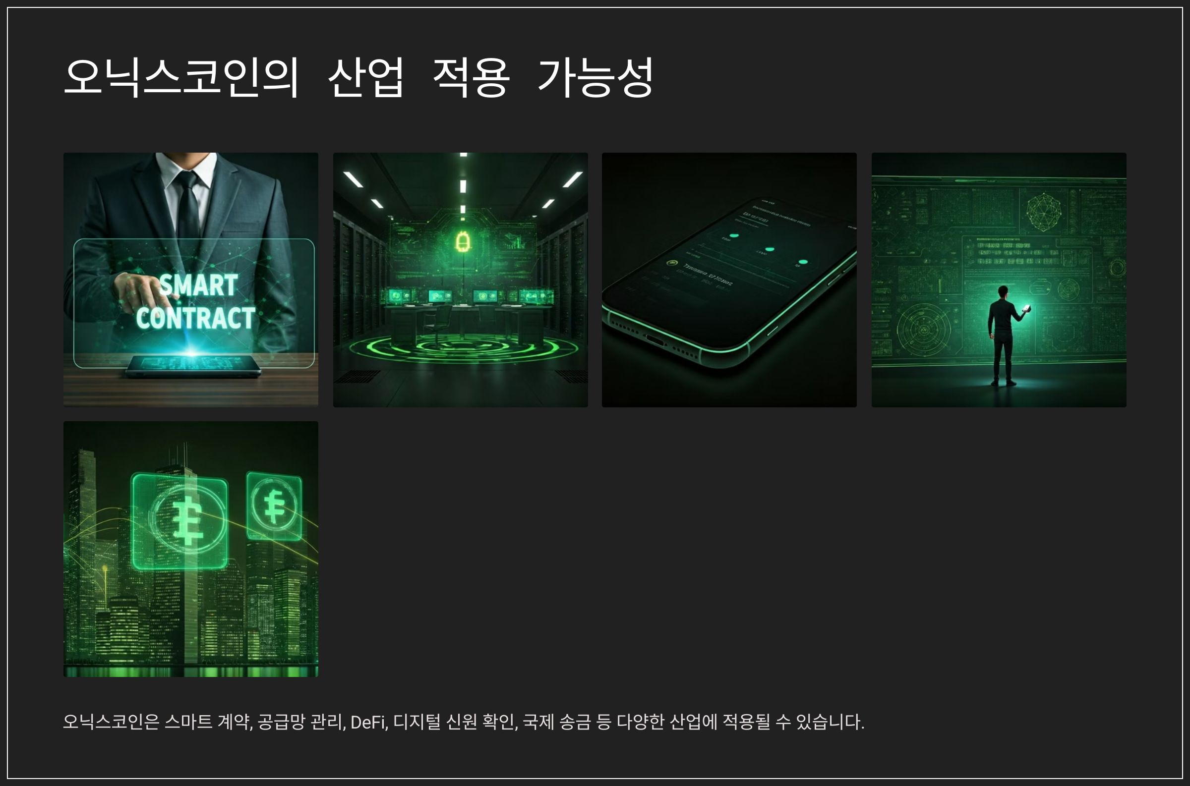 오닉스코인의 산업 적용 가능성