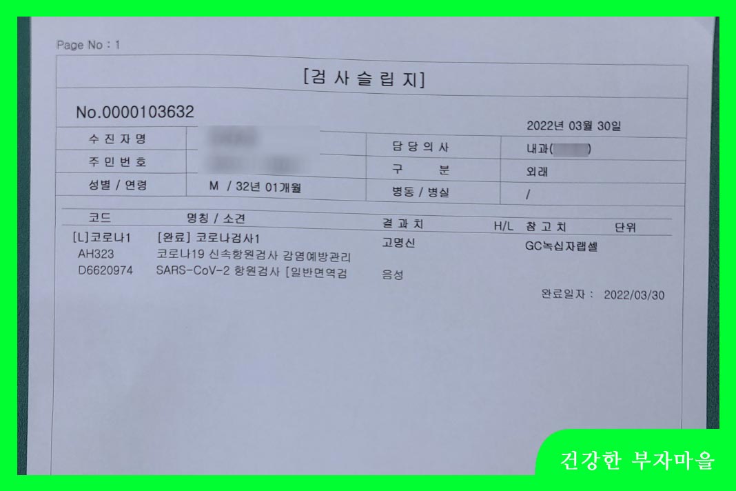 신속항원검사 확인증