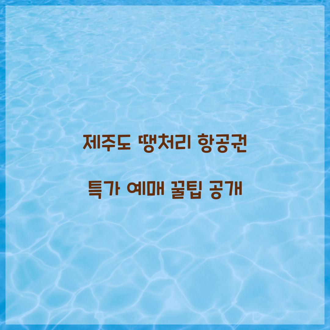 제주도 땡처리 항공권