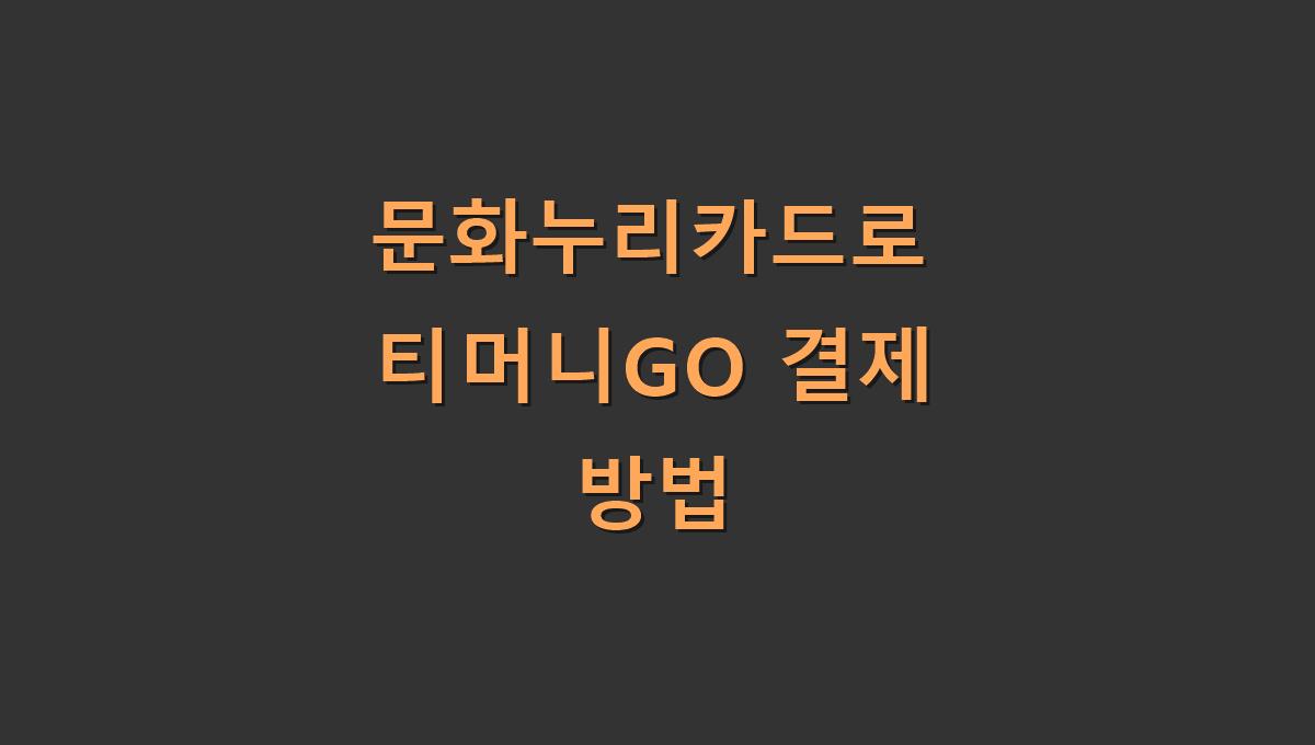 문화누리카드로 티머니GO 결제 방법