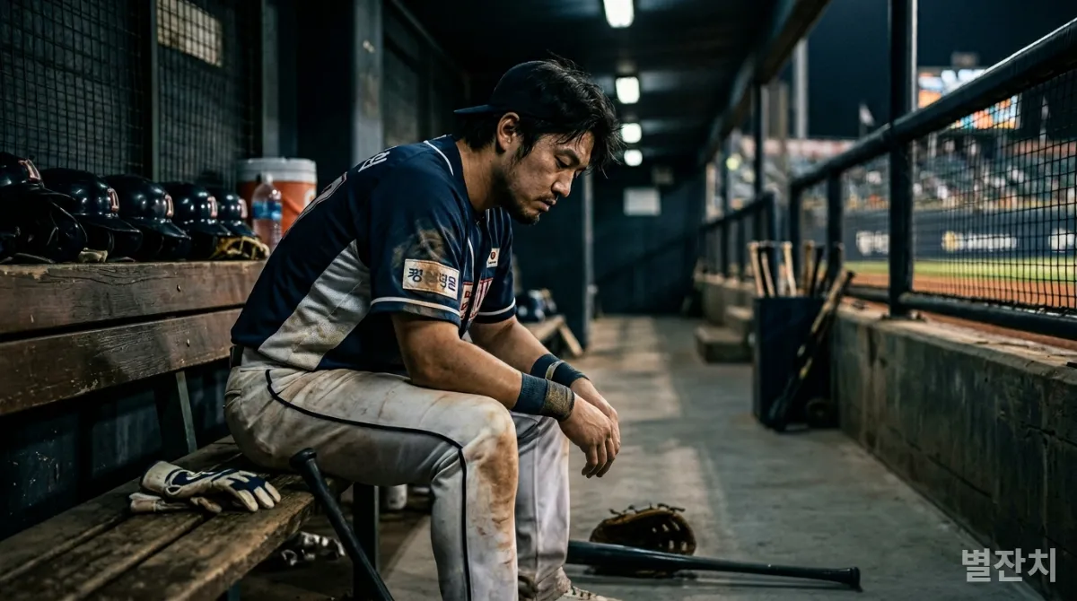 슬럼프에 빠진 한국 야구 선수의 모습