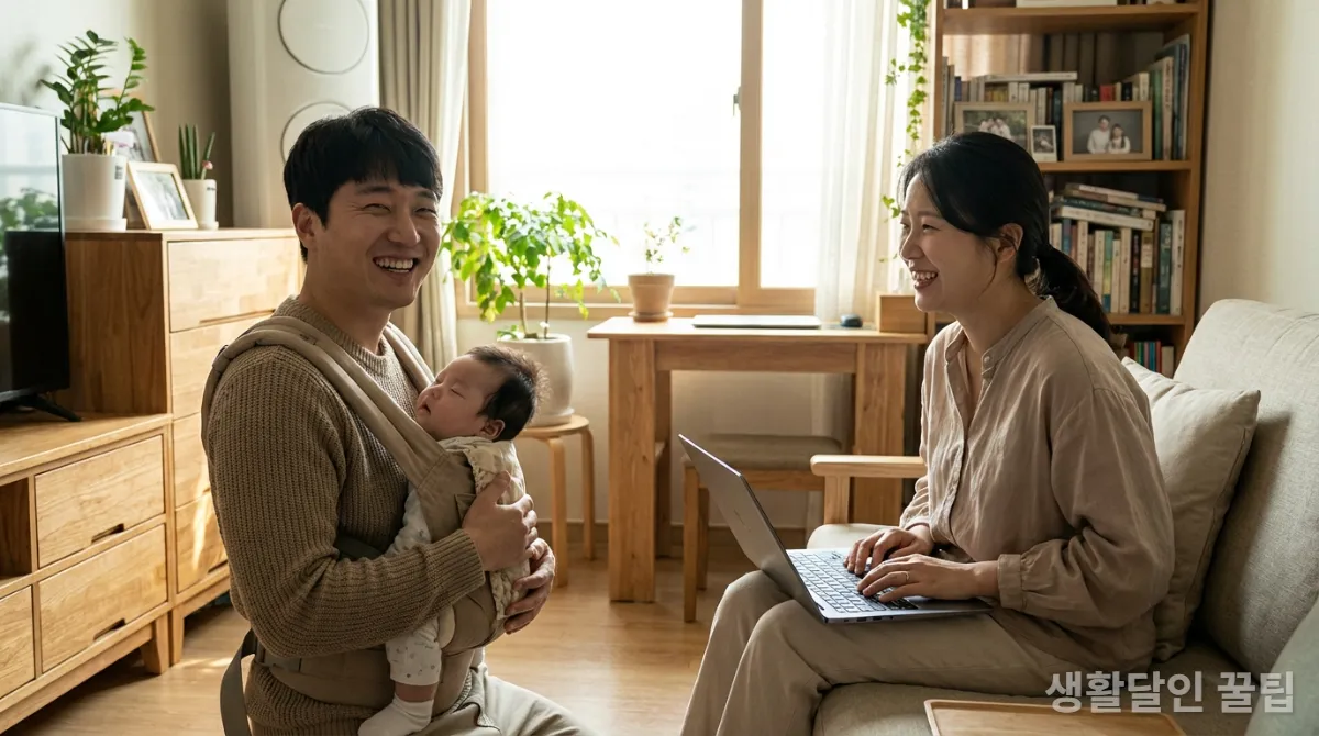 육아휴직 급여 인상과 육아기 근로시간 단축 혜택을 누리는 한국인 맞벌이 부부