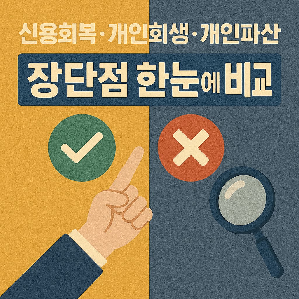 신용회복, 개인회생, 개인파산 장단점 한눈에 비교