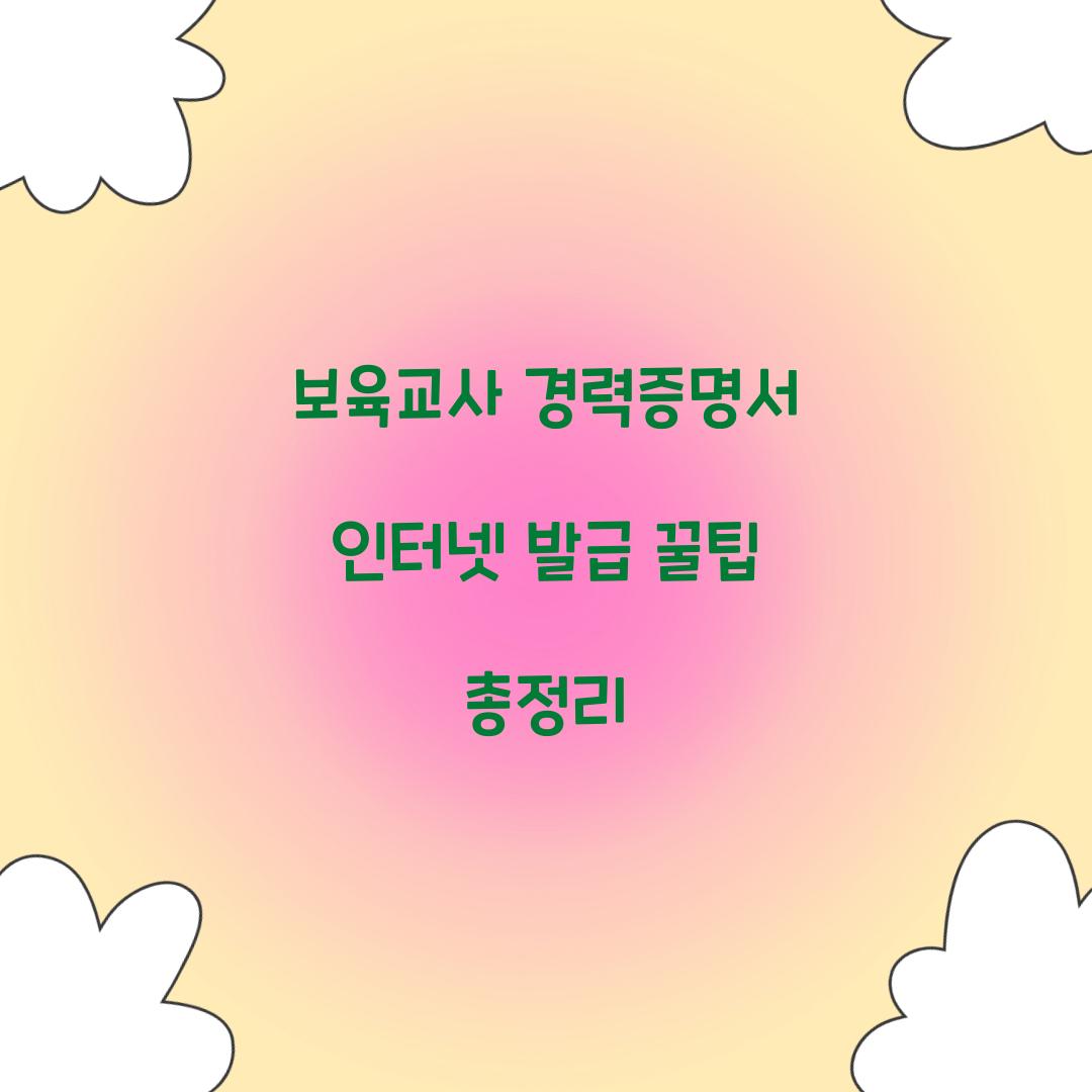 보육교사 경력증명서 인터넷 발급
