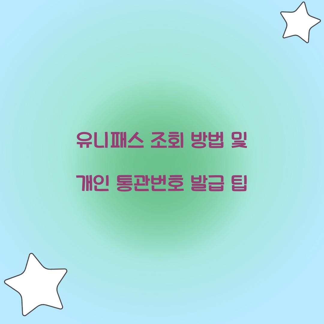 유니패스 조회 방법