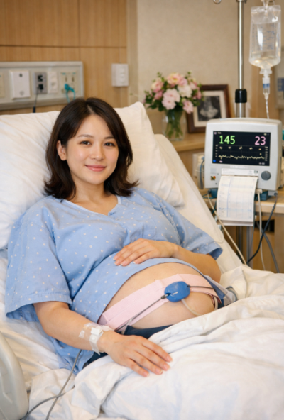 병원에서 휴식 중인 임산부