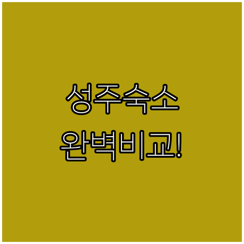 성주 여행 숙소 선택 가이드 호텔 무..