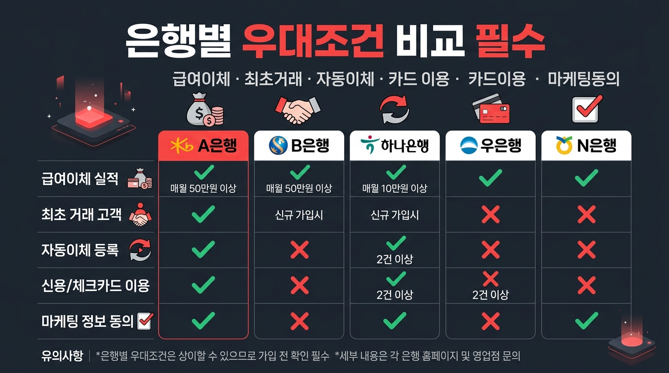 청년미래적금 은행별 우대조건 비교