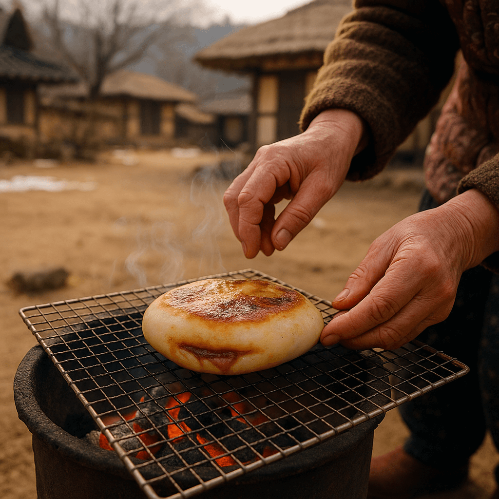 충청 내륙 마을에서 명절마다 구웠던 꿀조청 달고나 떡