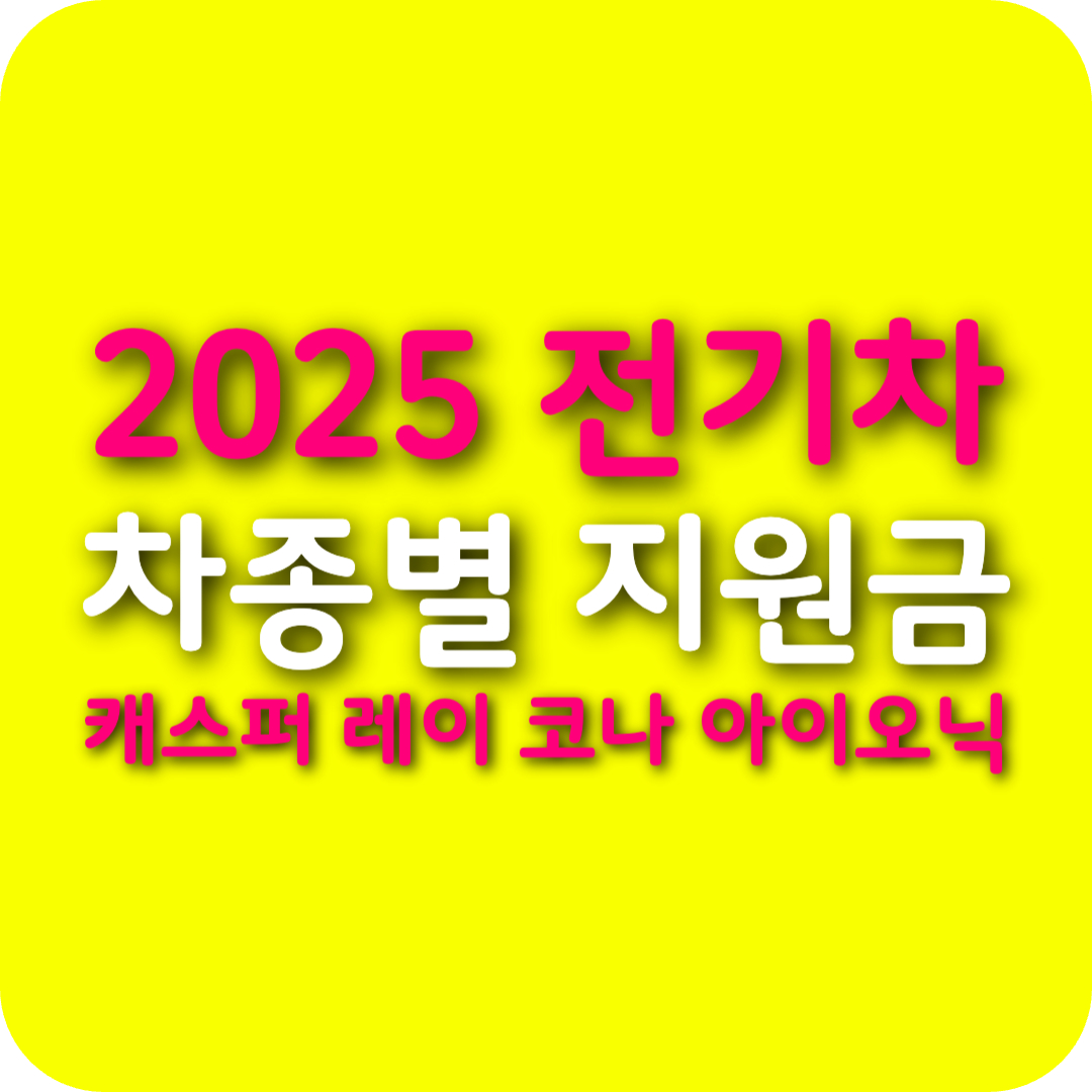 2025 전기차 지원금 차종별 총정리 - 캐스퍼, 레이, 아이오닉, 코나
