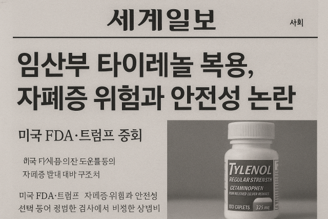 타이레놀 자폐증 논란 관련 뉴스 헤드라인