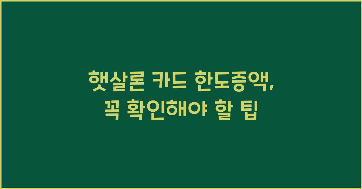 햇살론 카드 한도증액