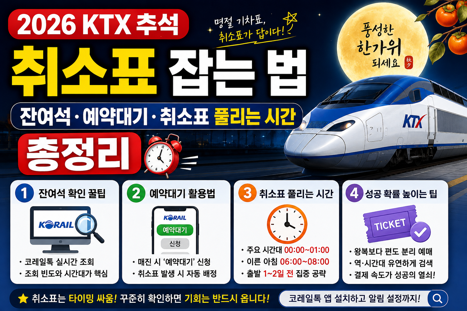 2026 KTX 추석 취소표 잡는 법｜잔여석&middot;예약대기&middot;취소표 풀리는 시간 총정리