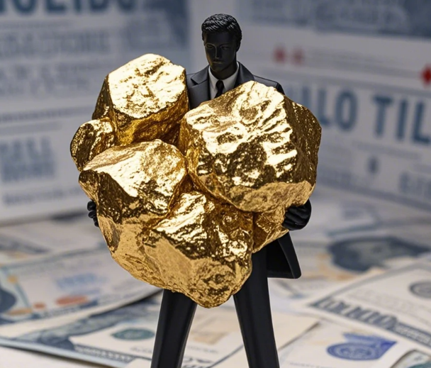 금을 들고있는 사람모습