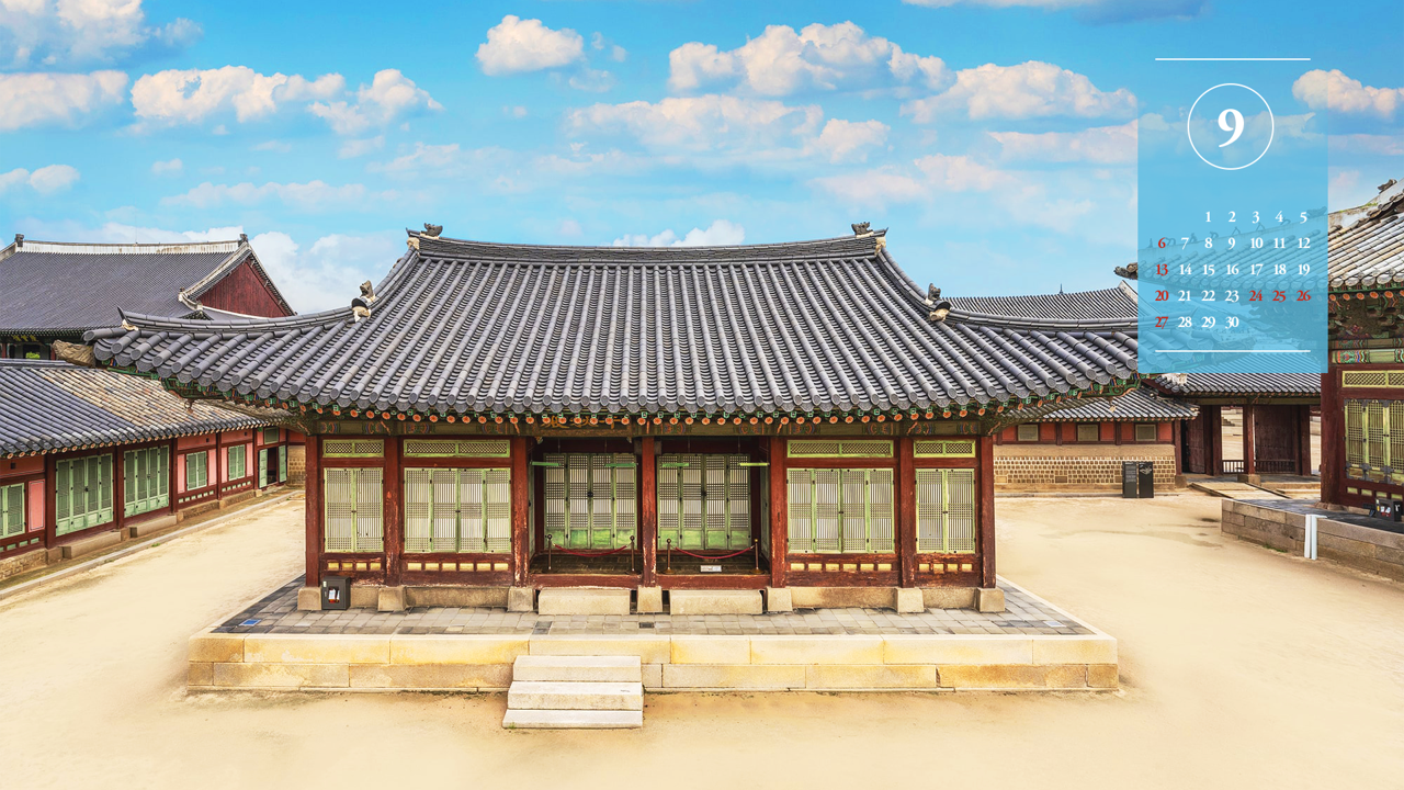 09 경복궁 천추전 정면 A - 2026년9월 달력배경화면