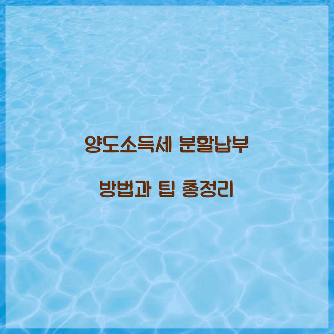 양도소득세 분할납부