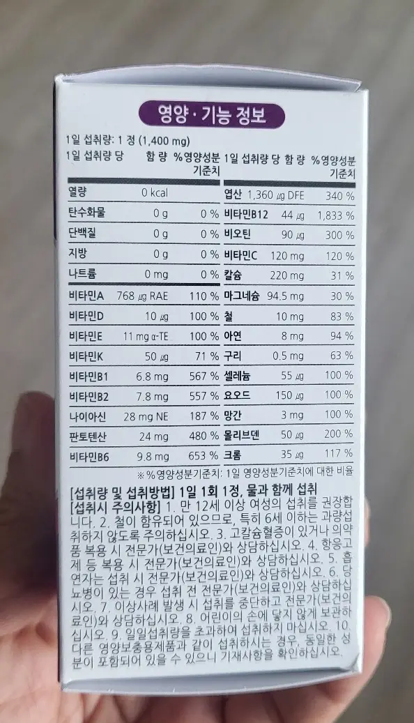 영양제-상자에 적힌-영양성분