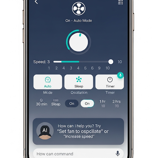 스마트 선풍기 작동 앱 화면
