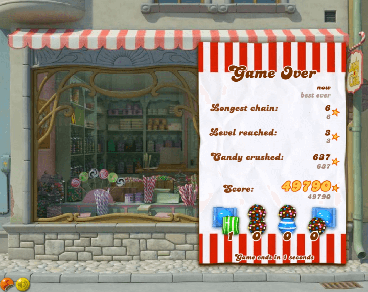 캔디크러쉬사가-플래시게임-종료-화면