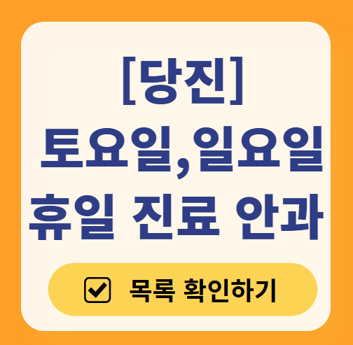 당진 주말 일요일 문 여는 안과 목록 ❘ 토요일, 공휴일 진료 영업 병원 찾기