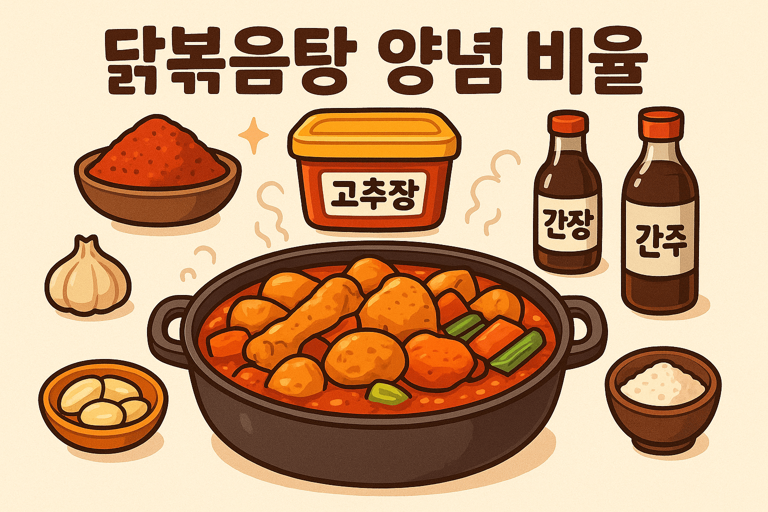 닭볶음탕, 칼칼한 맛을 내는 양념 조합
