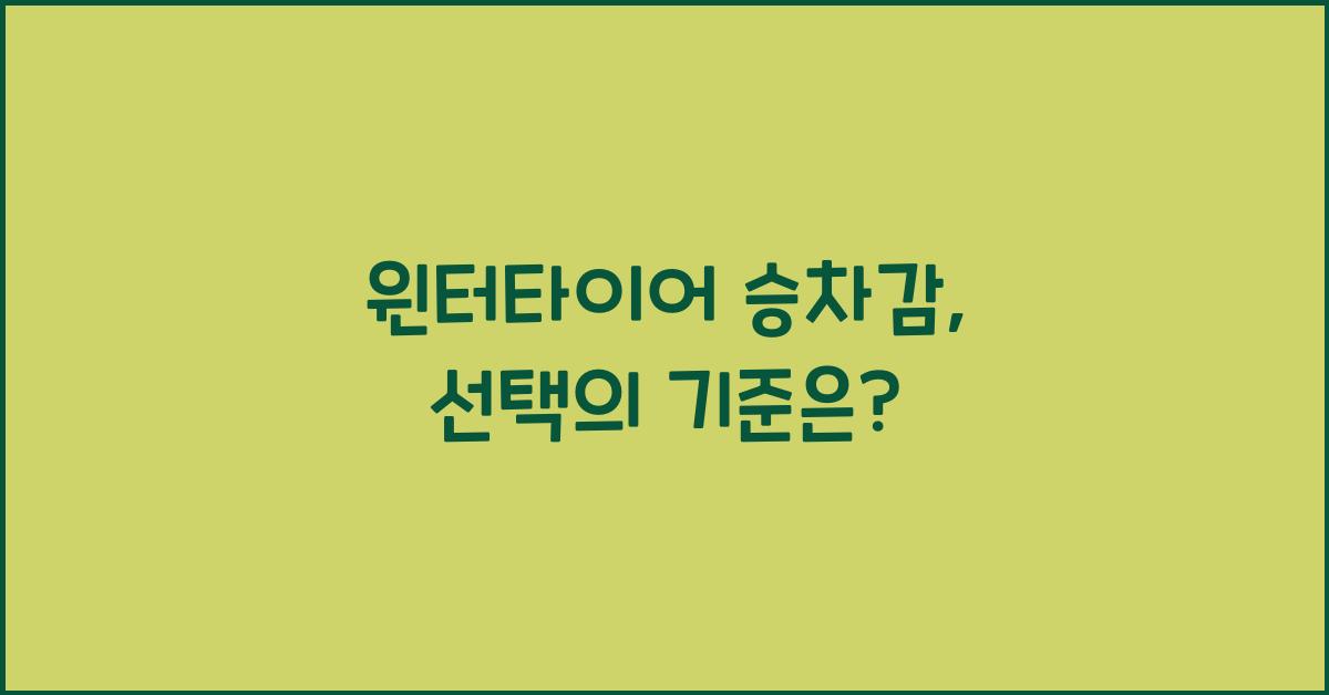 윈터타이어 승차감