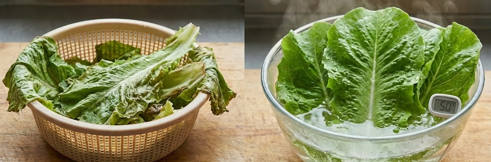 냉장고 속 시들한 상추, 버리지 마세요! '50도 물'에 담그면 1분 만에 싱싱하게 되살아납니다.