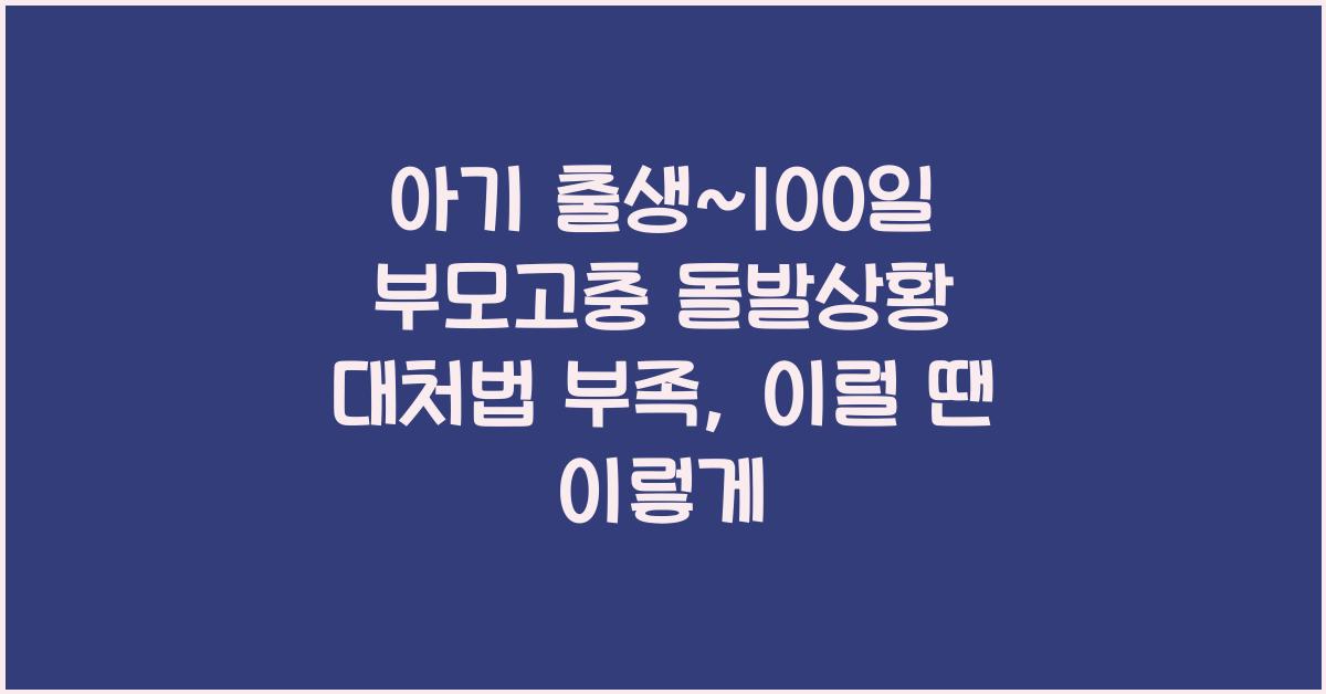 (아기 출생~100일 부모고충) 돌발상황 대처법 부족  