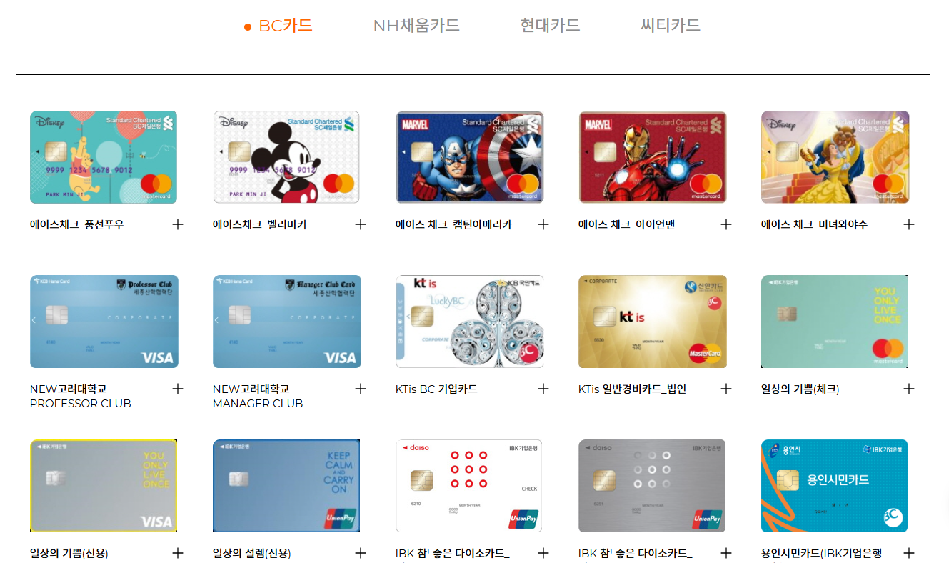 한국 민속촌 카드사 제휴