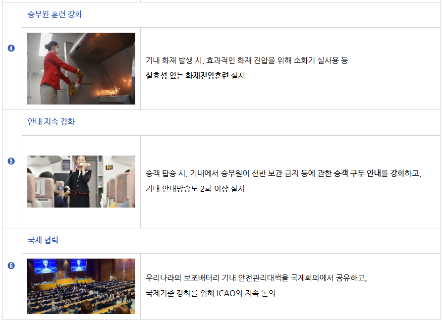 기내보조배터리 절연테이프 온도감응스티커 격리보관백 열폭주현상 기내화재예방 항공안전