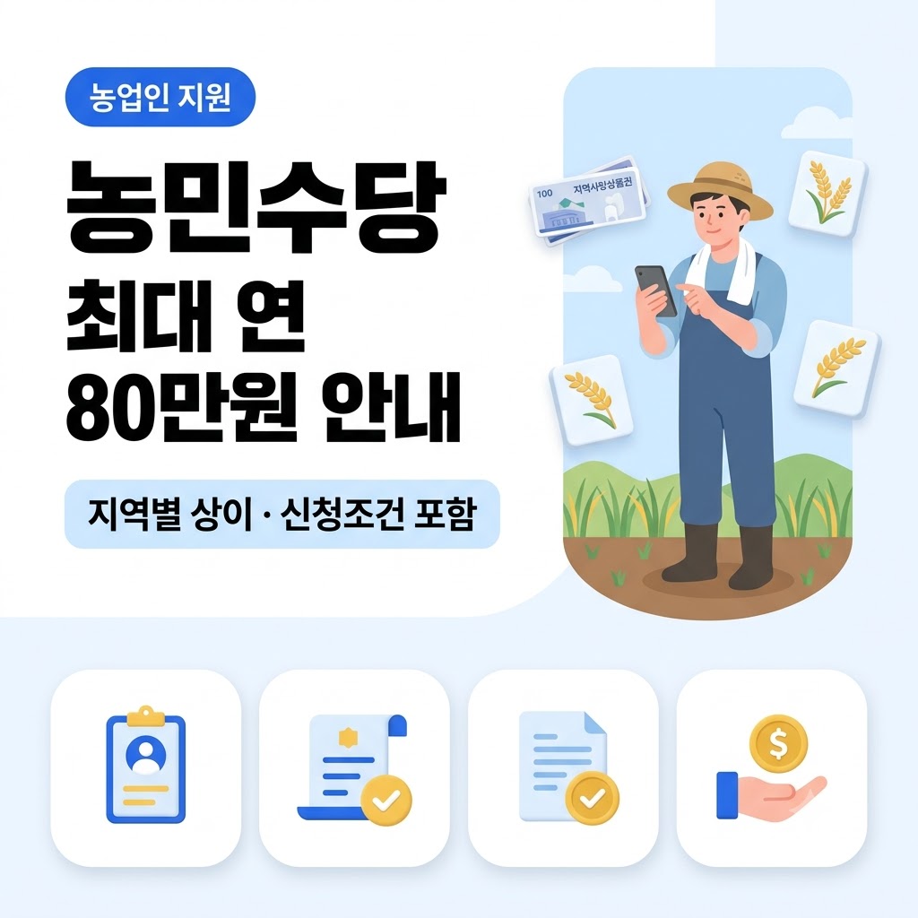 농민수당 지역별 지급액 및 신청 조건 안내 인포그래픽 썸네일