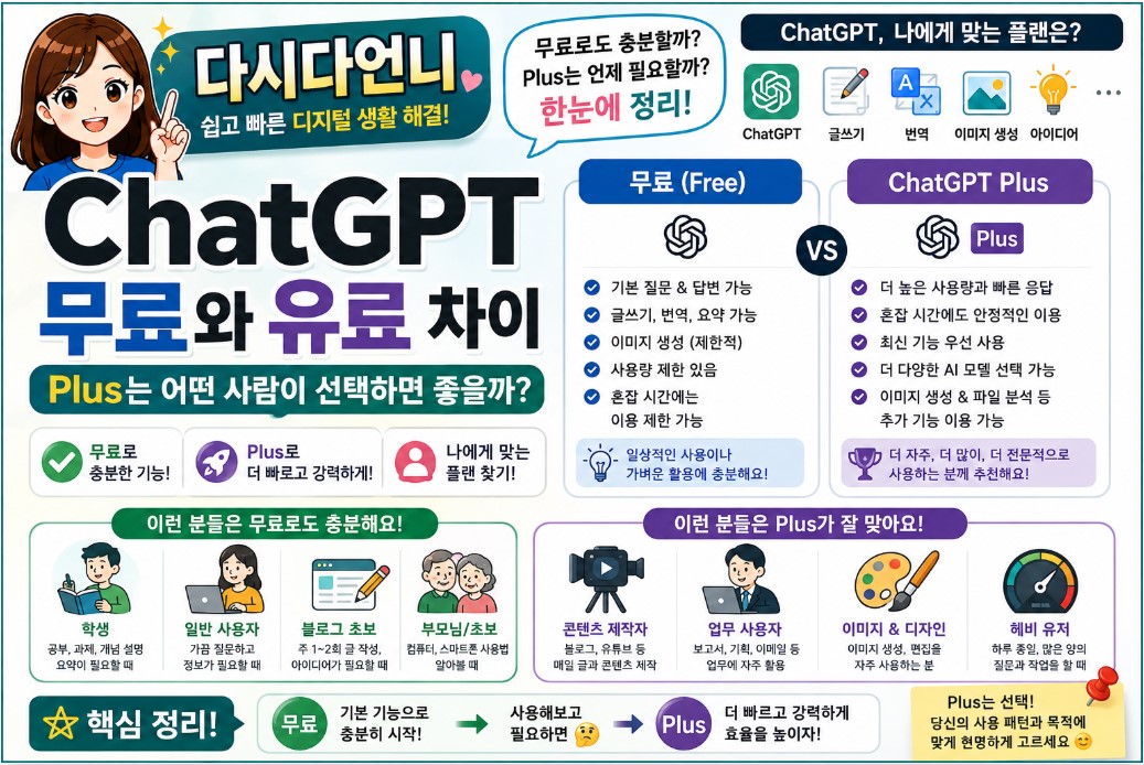 ChatGPT 무료와 유료 차이|Plus는 어떤 사람이 선택하면 좋을까?