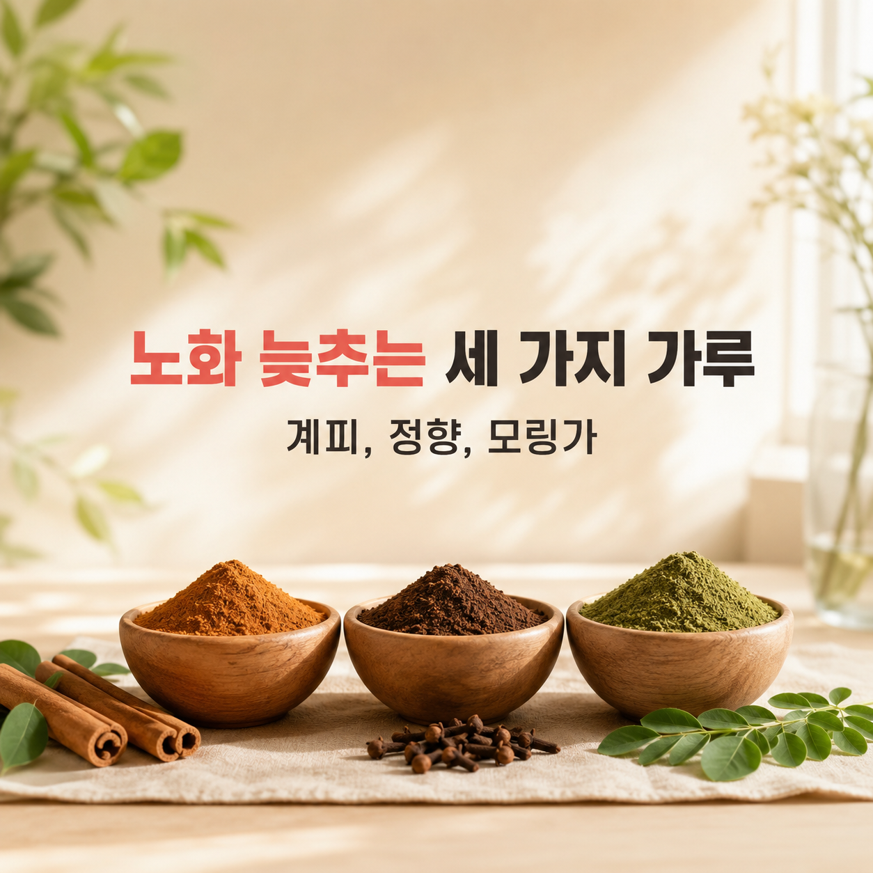 계피 정향 모링가 가루 이미지