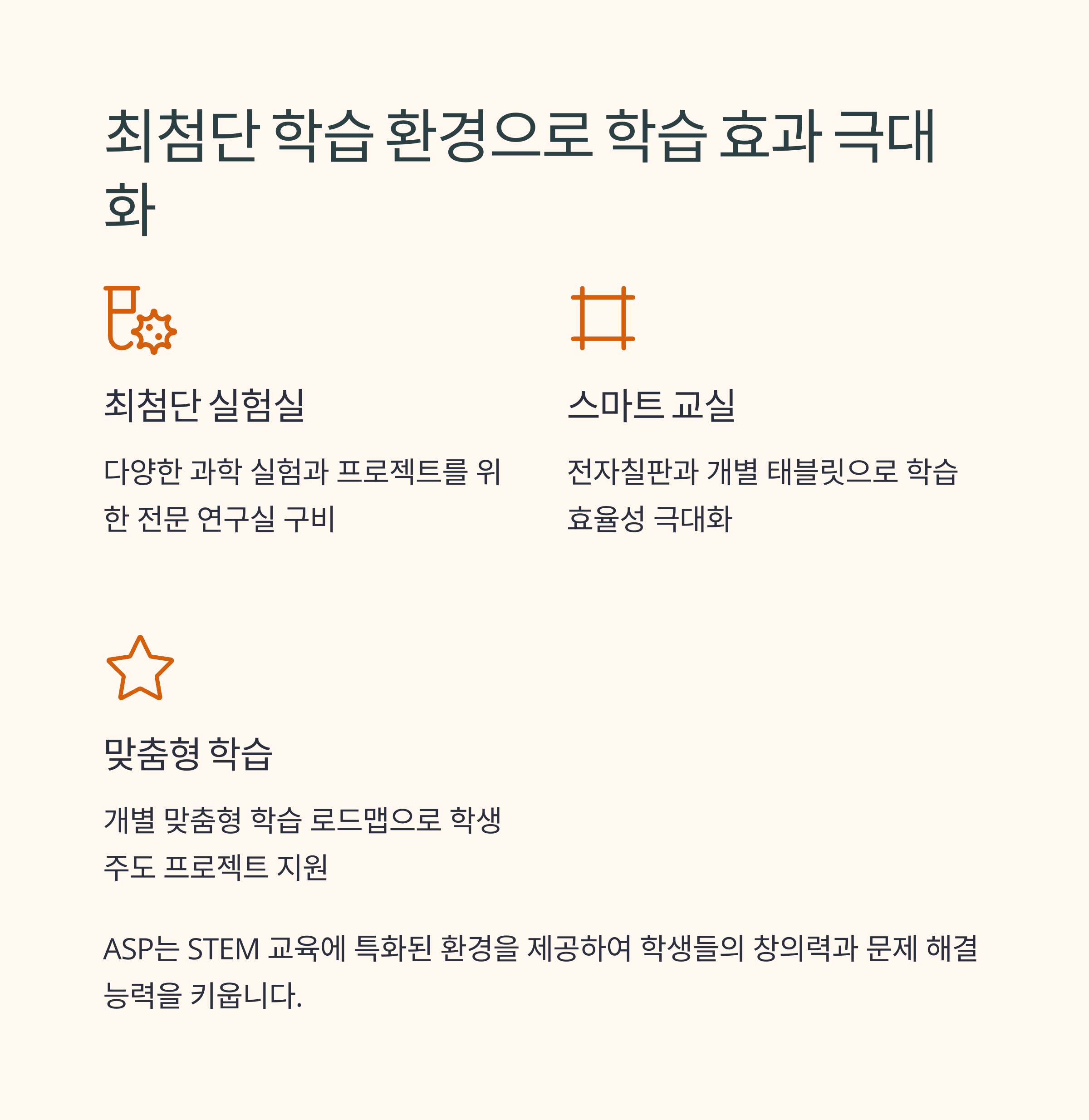 최첨단 학습 환경 - 실험실, 스마트 교실, 맞춤형 학습 지원