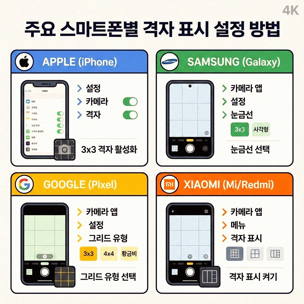 스마트폰 카메라 격자 표시 설정 완벽 가이드