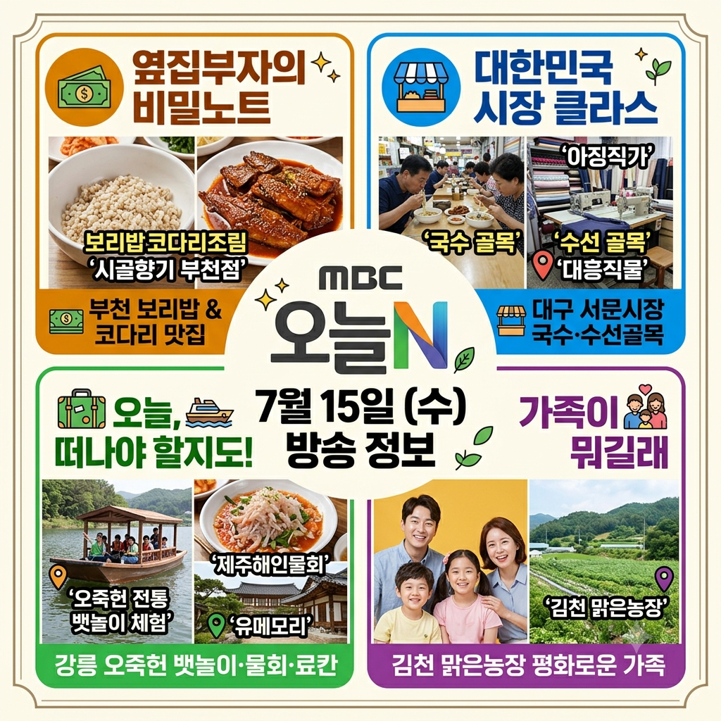 오늘N 7월 15일(수) 방송 정보
