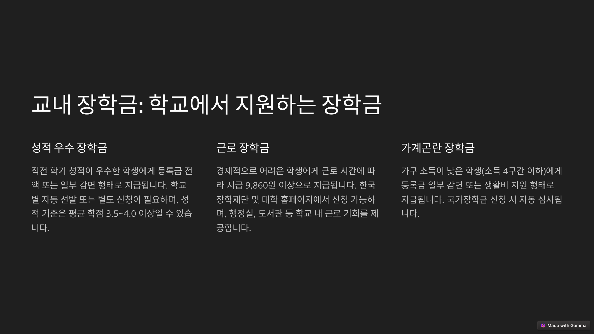 교내 장학금