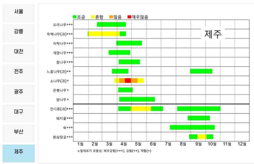 2025 꽃가루 예측 시스템 - 꽃가루 달력